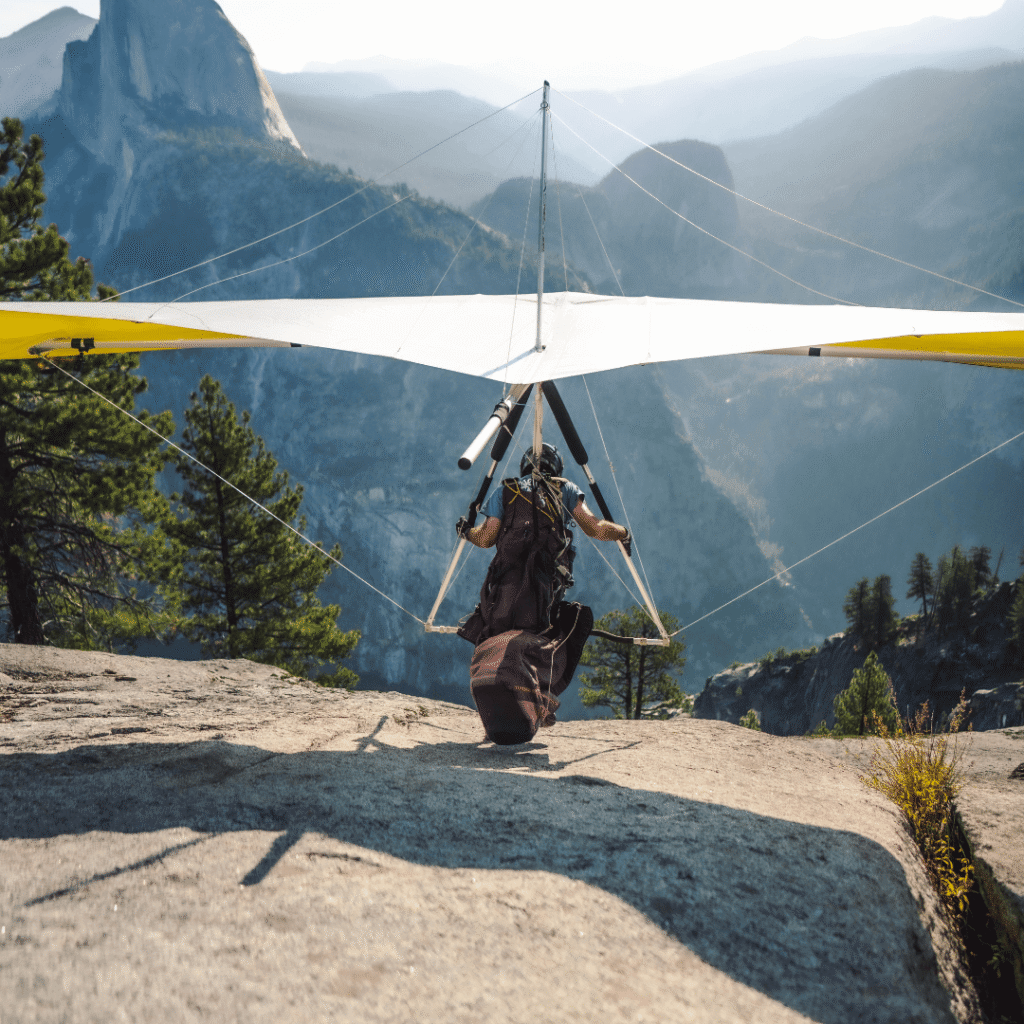 a person hand gliding