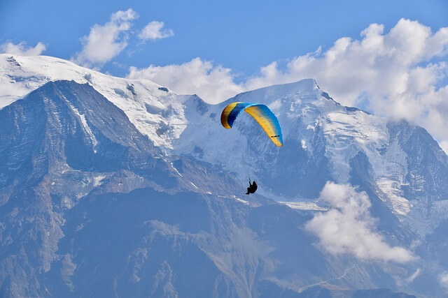 a person paragliding