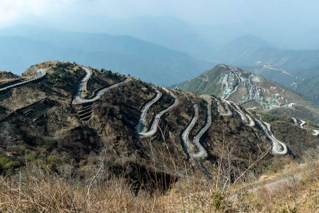 hilly terrain roads of northeast India