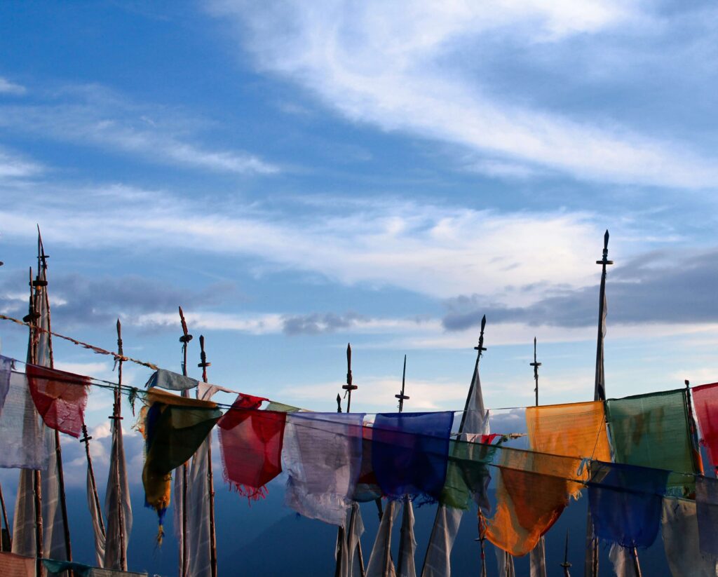 image showing colorful flags and sky