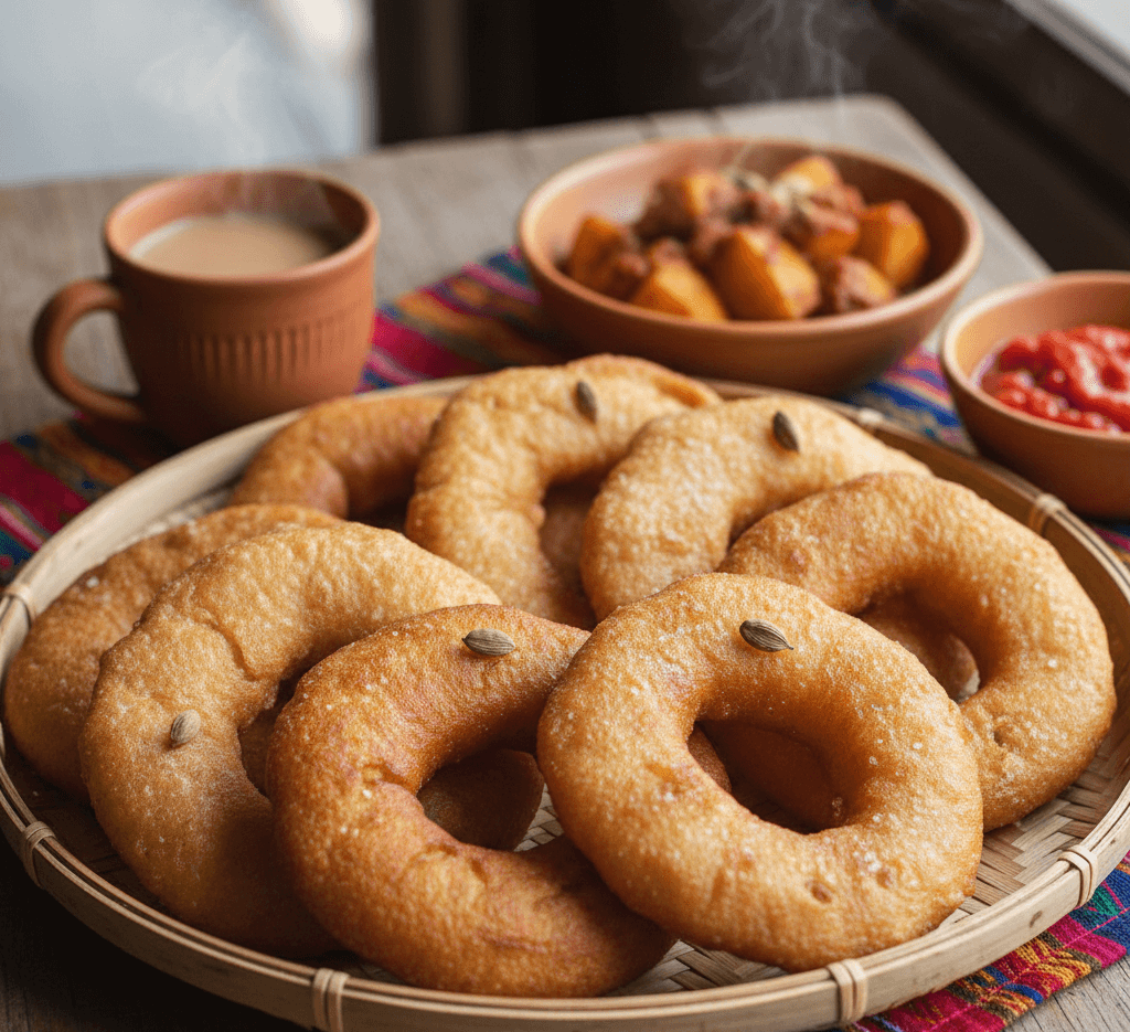 image of sel roti served with tea