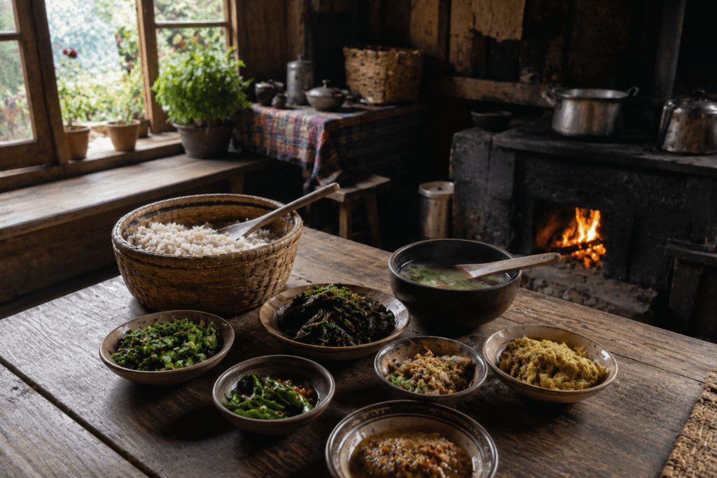 authentic farmhouse lunch, a must experiences in bhutan