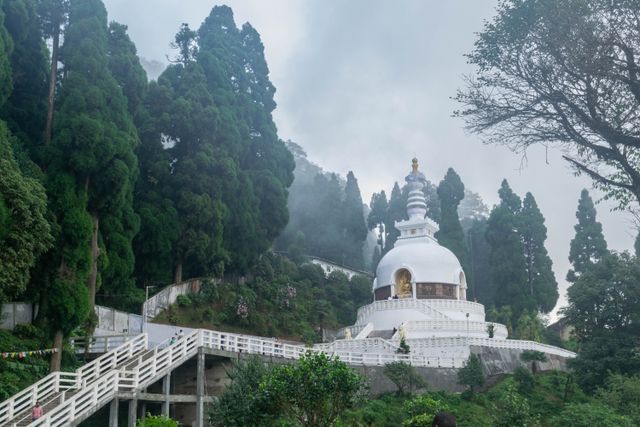 Japanese Temple in Darjeeling with its peaceful architecture and calm surroundings.

